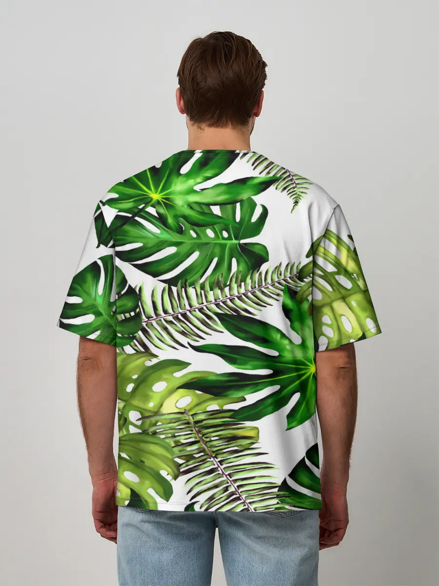 Мужская футболка оверсайз / ГАВАЙСКИЕ ЛИСТЬЯ