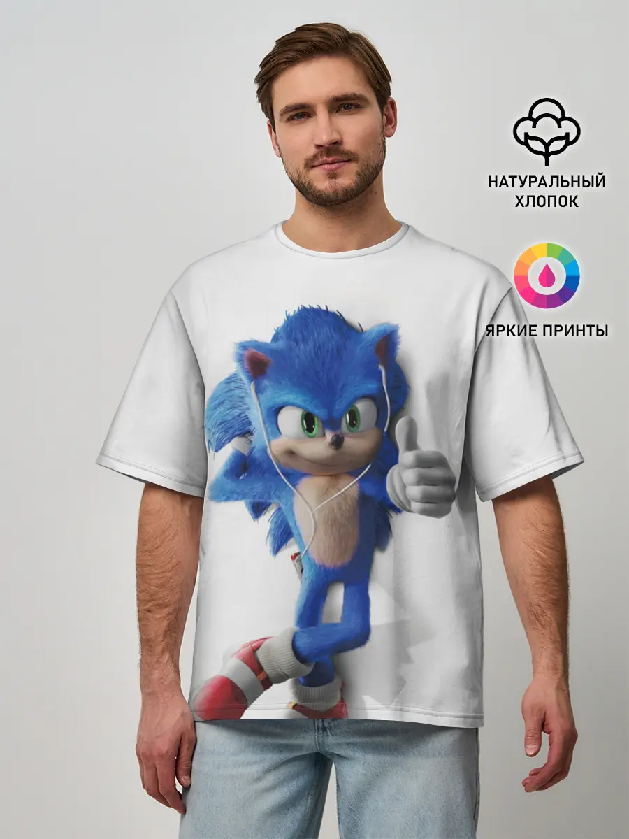 Мужская футболка оверсайз / SONIC
