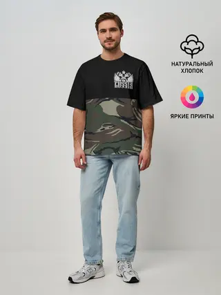 Мужская футболка оверсайз / Russia камуфляж