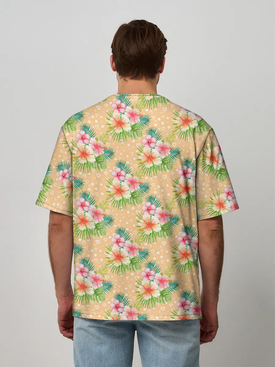 Мужская футболка оверсайз / Гавайские цеты