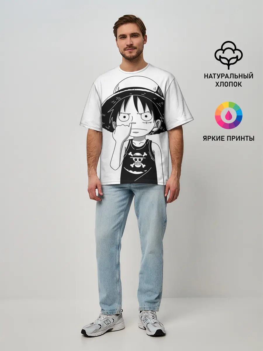 Мужская футболка оверсайз / палец в носу One Piece