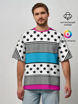 Мужская футболка оверсайз / Молодежный современный узор