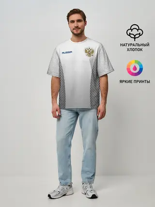 Мужская футболка оверсайз / Сборная России форма с сеткой