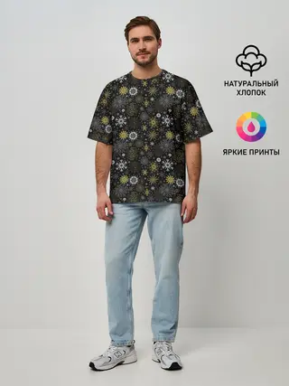 Мужская футболка оверсайз / Зимние Узоры