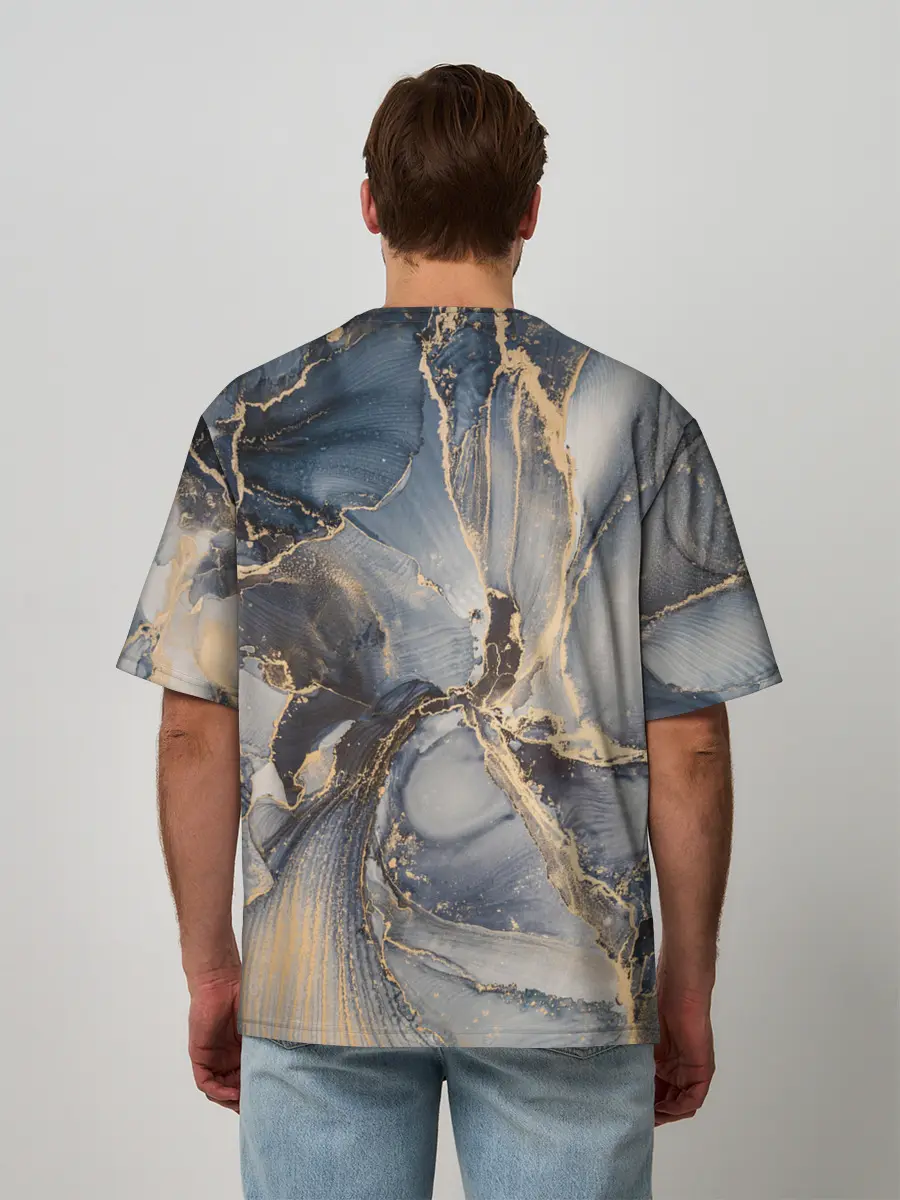 Мужская футболка оверсайз / Fluid art ink mix