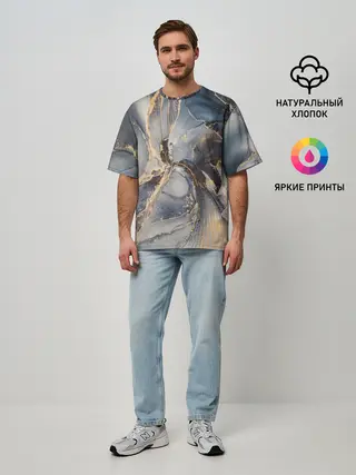 Мужская футболка оверсайз / Fluid art ink mix
