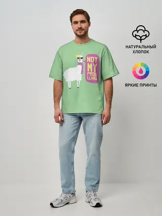 Мужская футболка оверсайз / Лама