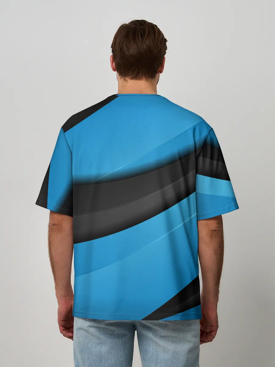 Мужская футболка оверсайз / Blue Sport Style