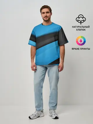 Мужская футболка оверсайз / Blue Sport Style