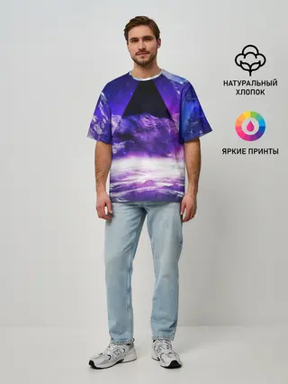 Мужская футболка оверсайз / Космический треугольник