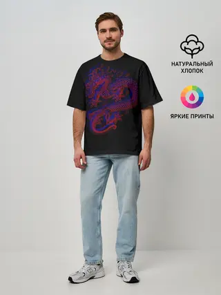 Мужская футболка оверсайз / 3д Дракон