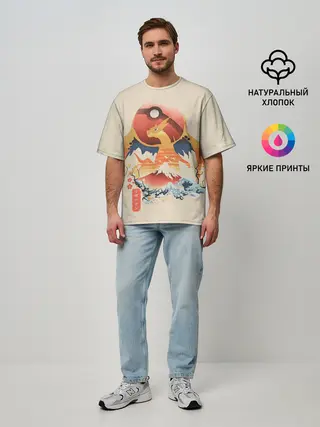 Мужская футболка оверсайз / Чаризард и покебол