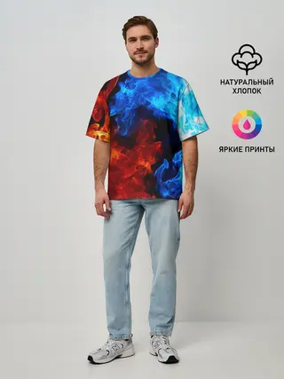 Мужская футболка оверсайз / Битва огней