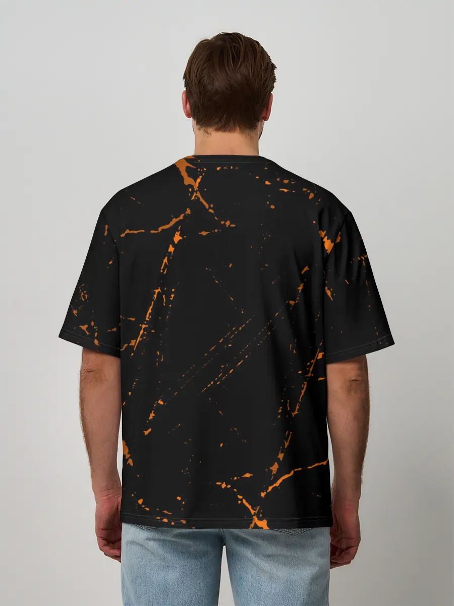 Мужская футболка оверсайз / Deathloop - Skull - Grunge