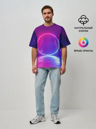 Мужская футболка оверсайз / НЕОНОВЫЙ КРУГ