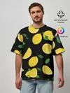 Мужская футболка оверсайз / Лимоны на чёрном