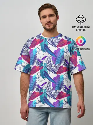 Мужская футболка оверсайз / Абстракция пятна краски