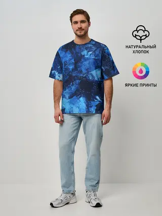 Мужская футболка оверсайз / Blue Abstraction