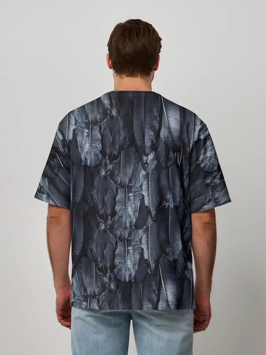 Мужская футболка оверсайз / Черный Ворон