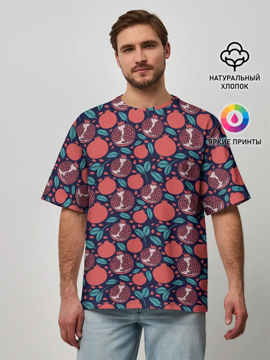 Мужская футболка оверсайз / Гранат