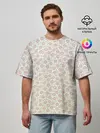 Мужская футболка оверсайз / узор мелкие цветочки
