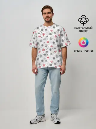 Мужская футболка оверсайз / Снежинки