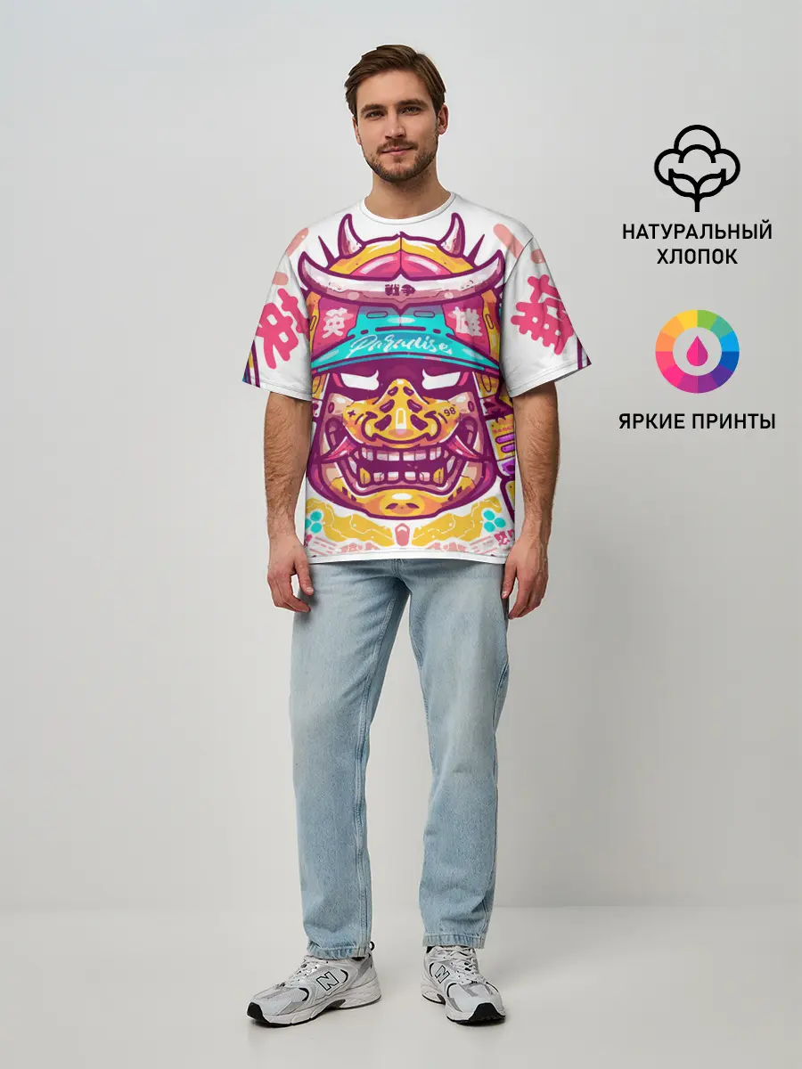 Мужская футболка оверсайз / Светлый самурай