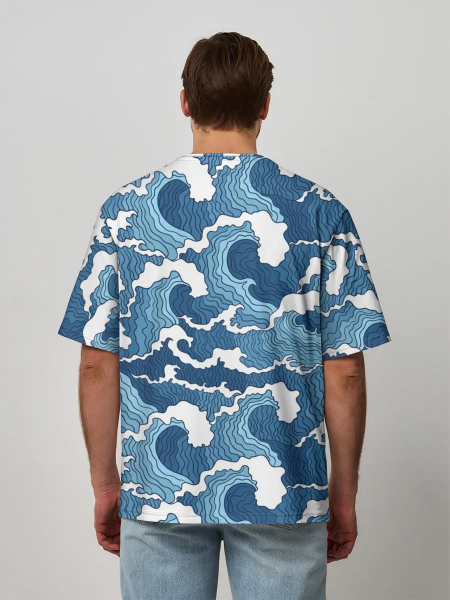 Мужская футболка оверсайз / Морские волны