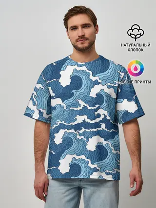 Мужская футболка оверсайз / Морские волны