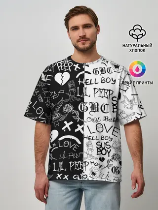Мужская футболка оверсайз / LIL PEEP LOGOBOMBING | ЛИЛ ПИП