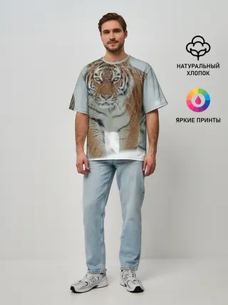 Мужская футболка оверсайз / Тигр