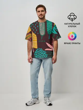 Мужская футболка оверсайз / Листья