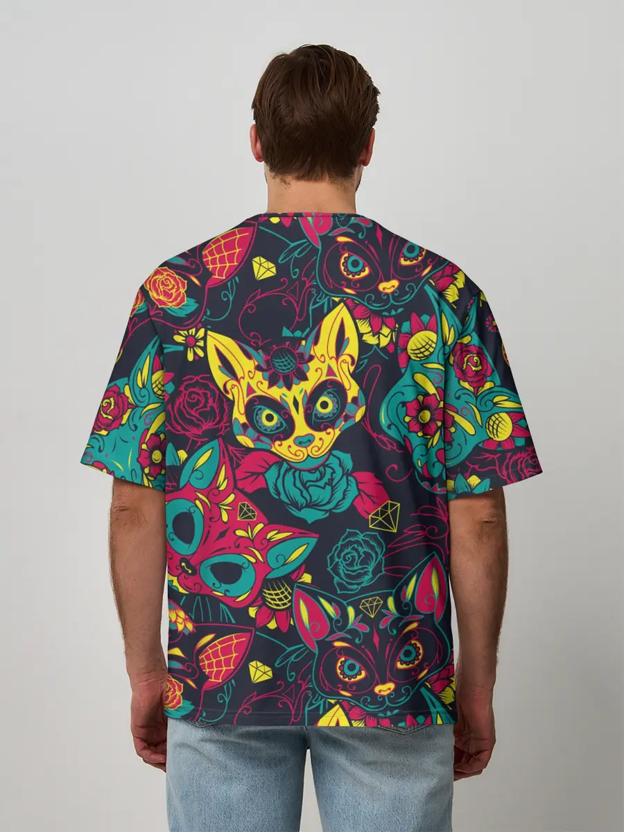 Мужская футболка оверсайз / Кошачий День Мёртвых