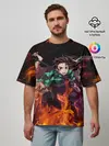 Мужская футболка оверсайз / Kimetsu no Yaiba в огне