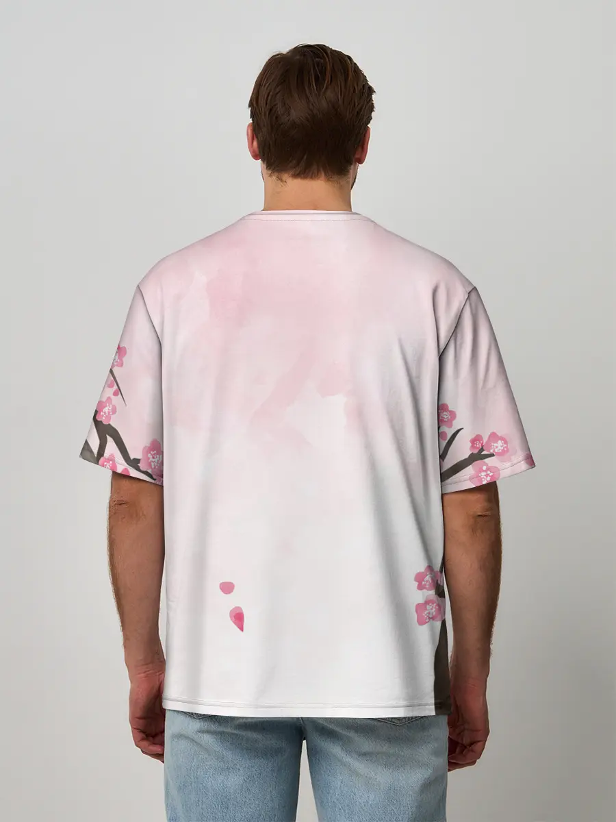 Мужская футболка оверсайз / Чёрный клевер сакура Аста