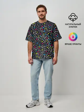 Мужская футболка оверсайз / Символы на черном