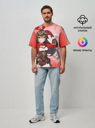 Мужская футболка оверсайз / GENSHIN IMPACT, ЭМБЕР,