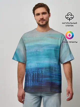Мужская футболка оверсайз / Небесные потеки