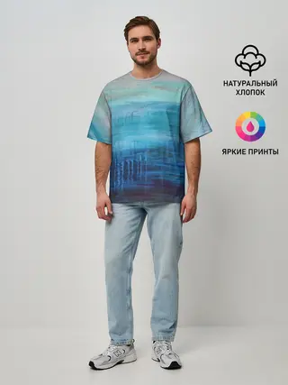 Мужская футболка оверсайз / Небесные потеки
