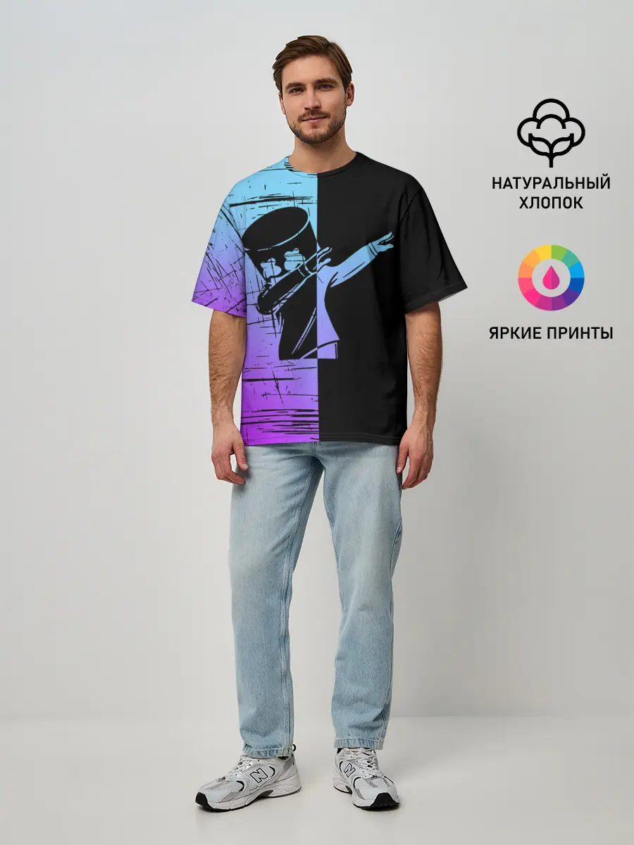 Мужская футболка оверсайз / FORTNITE MARSHMELLO.