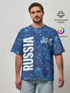 Мужская футболка оверсайз / ФОРМА СБОРНОЙ РОССИИ | ГЖЕЛЬ