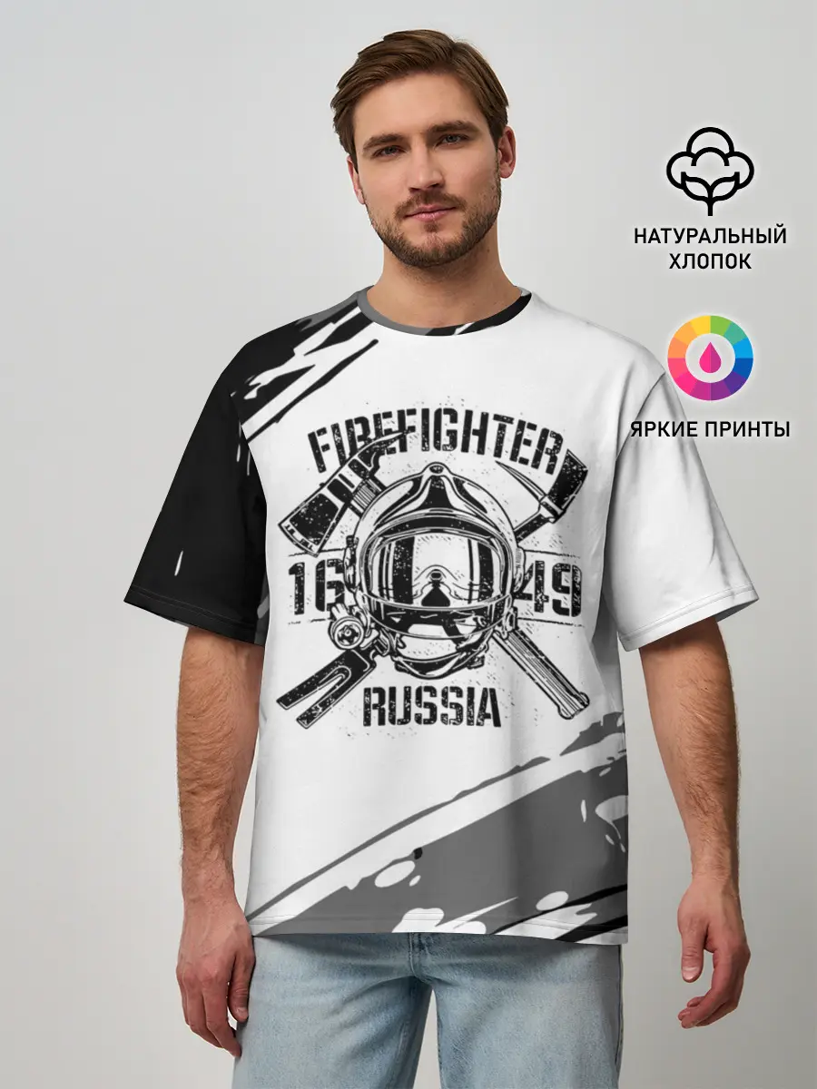 Мужская футболка оверсайз / FIREFIGHTER 1649 RUSSIA