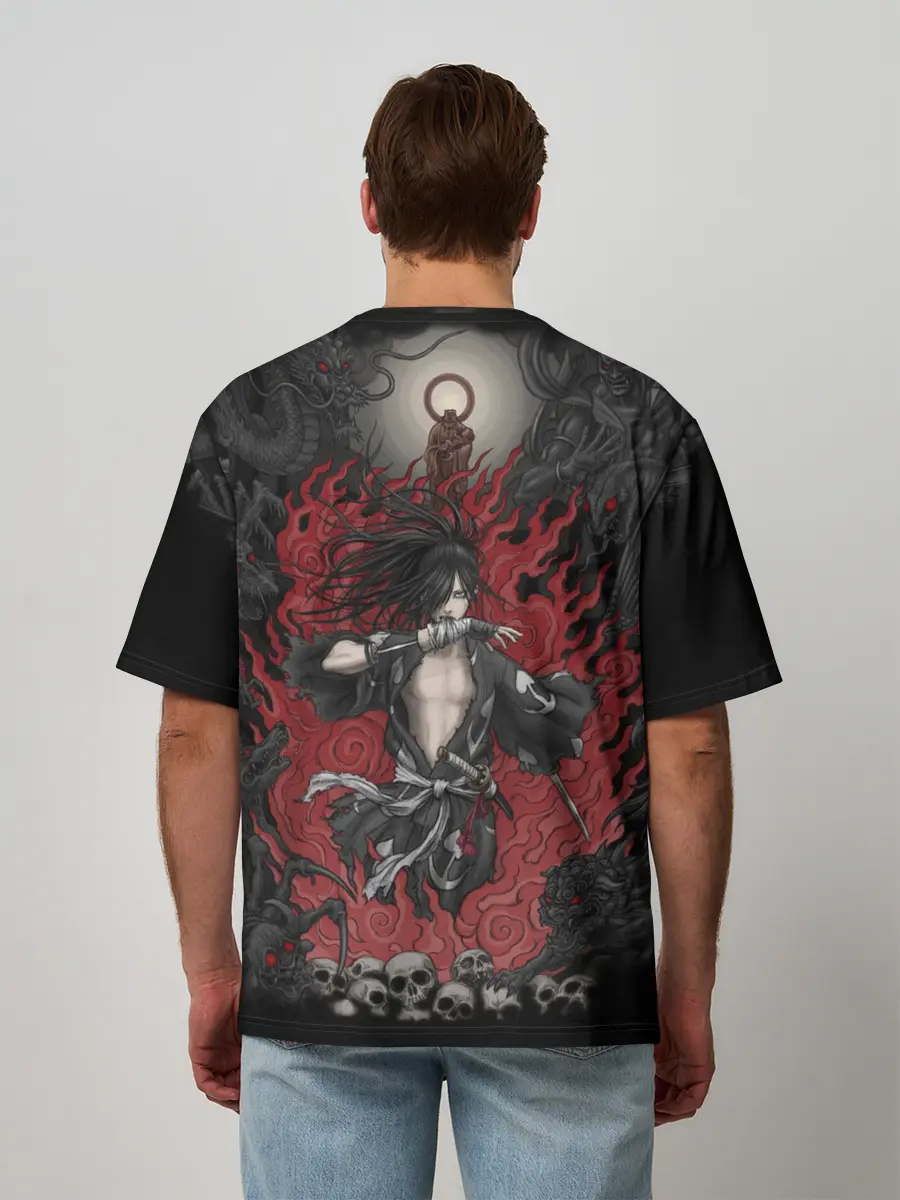 Мужская футболка оверсайз / ХЯККИМАРУ В ОГНЕ | ДОРОРО