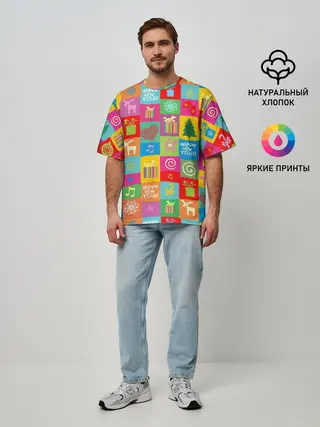 Мужская футболка оверсайз / Новогодний коллаж