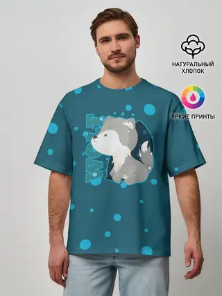 Мужская футболка оверсайз / Wolf