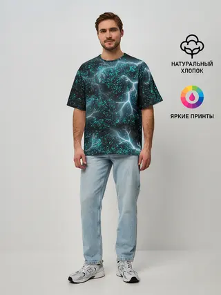 Мужская футболка оверсайз / Молния
