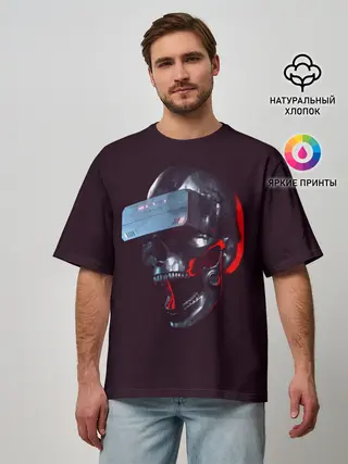 Мужская футболка оверсайз / Череп с VR