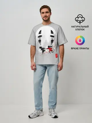 Мужская футболка оверсайз / Тихиро и Хаку убегают