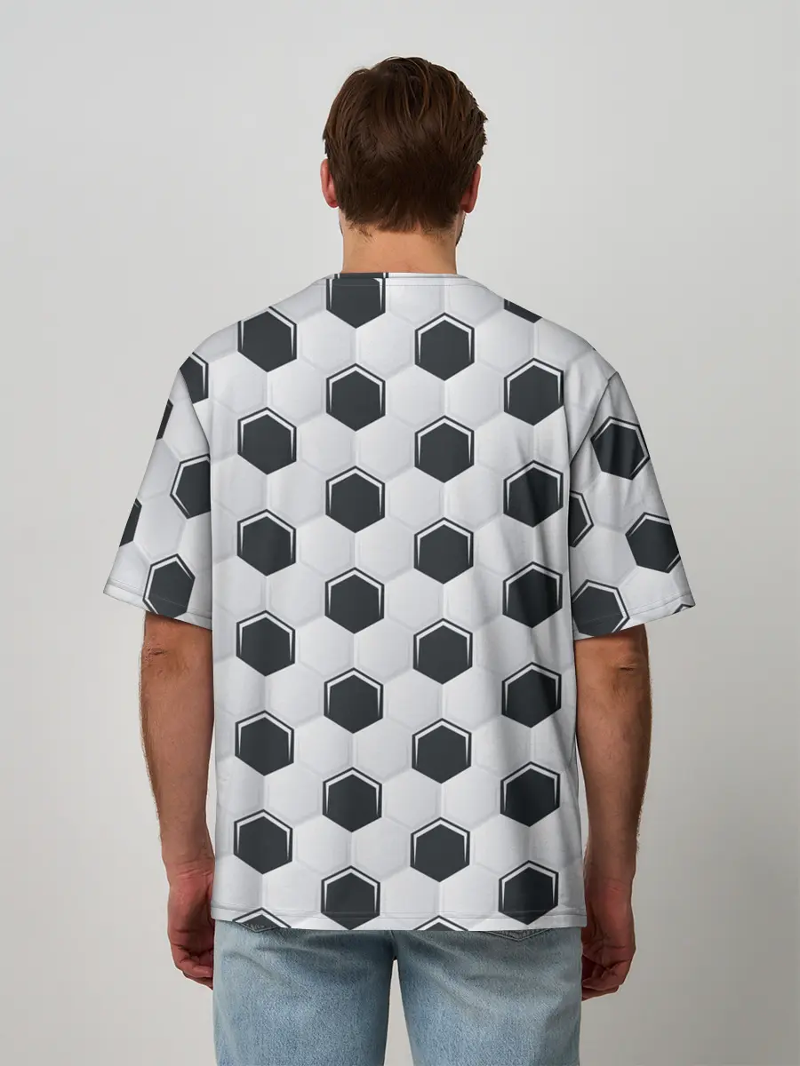 Мужская футболка оверсайз / Текстура футбольного мяча