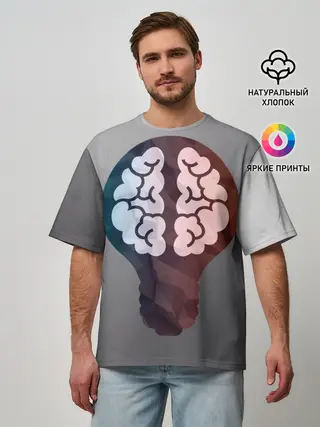Мужская футболка оверсайз / Прокачай мозги